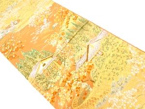 光悦寺に紅葉風景模様織出し袋帯